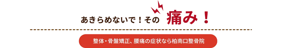 あきらめないで!その痛み！整体・骨盤矯正、腰痛の症状なら柏南口整骨院。交通事故治療が得意な整骨院医師監修の施術当院だけのむちうち専用プログラム